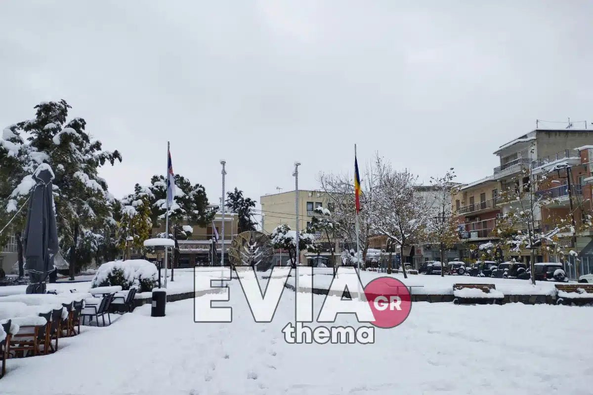 Κακοκαιρία στην Εύβοια: "Θαύτηκε" στο χιόνι η Ιστιαία